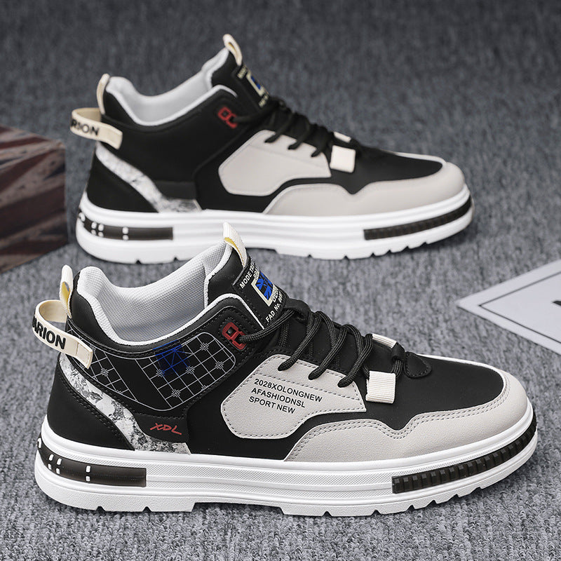 Novos sapatos altos para a primavera de 2024 para homem, sapatos desportivos casuais para homens, sapatos respiráveis com sola grossa, sapatos brancos pequenos da moda