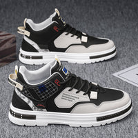 Novos sapatos altos para a primavera de 2024 para homem, sapatos desportivos casuais para homens, sapatos respiráveis com sola grossa, sapatos brancos pequenos da moda