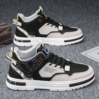Novos sapatos altos para a primavera de 2024 para homem, sapatos desportivos casuais para homens, sapatos respiráveis com sola grossa, sapatos brancos pequenos da moda