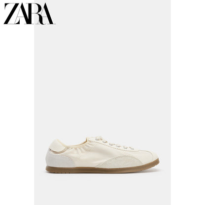 ZARA 2026 Verão Novo Sapatos Femininos Color Block Esportivos com Cadarço Sapatos Rasteiros Leves 5436710 001