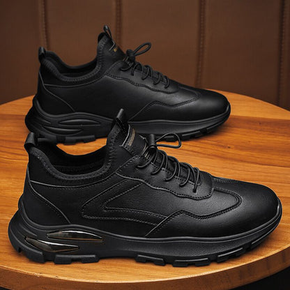 Primavera 2025 Novos Sapatos Casuais Casuais de Pele para Homens da Moda, Sapatos Empresariais Masculinos Versáteis, Sapatos Desportivos Respiráveis e Resistentes ao Desgaste para Homens