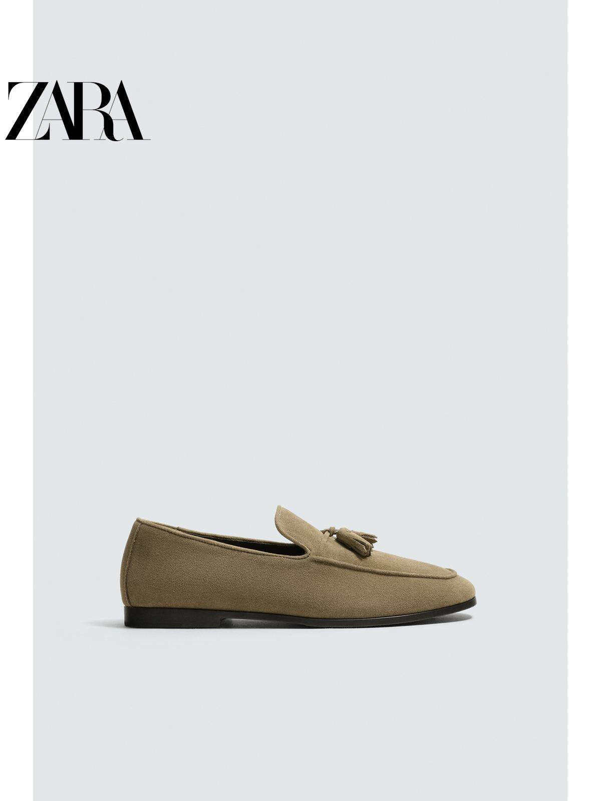 ZARA 2026 Primavera/Verão Sapatos Masculinos Novos com Camurça e Detalhes em Couro Sapato Náutico Social 2632720 131