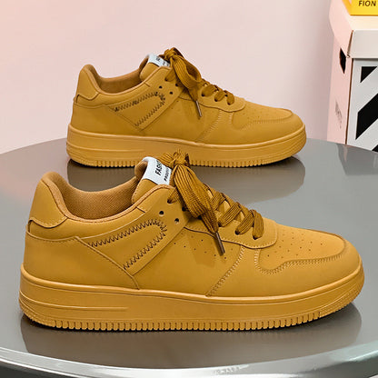 Novos sapatos casuais casuais de cor trigo para o verão, respiráveis, quentes, robustos, de sola grossa, versáteis, ténis desportivos em tendência para aumentar a altura