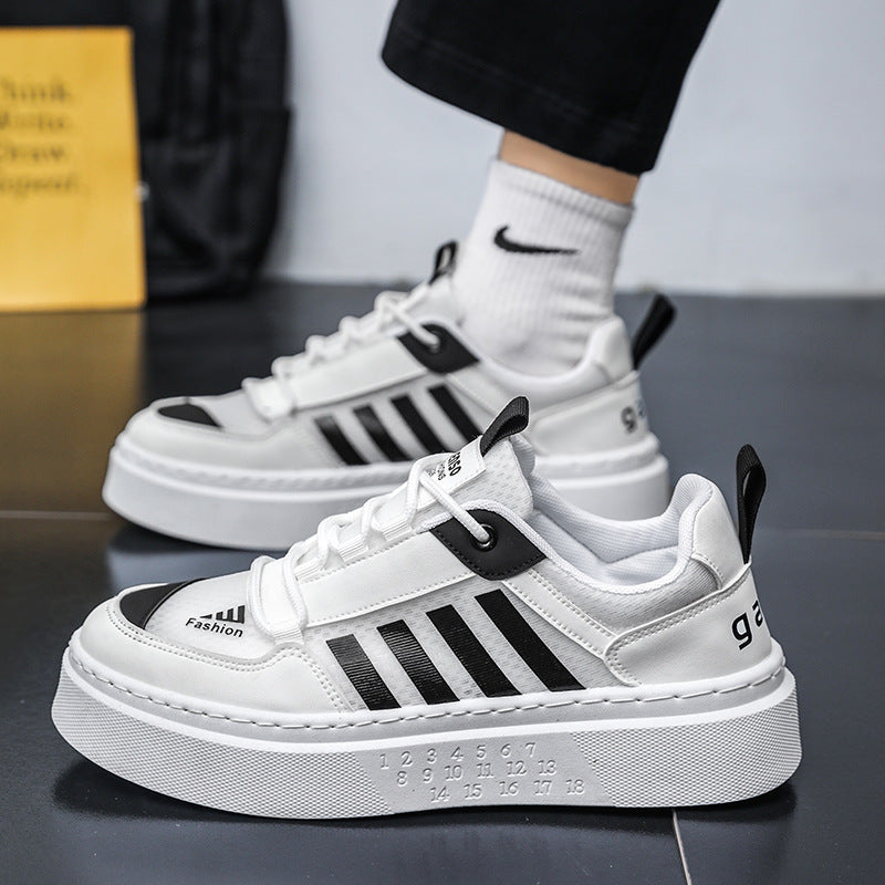 Sapatos de Homem 2025 Verão Novos Sapatos Brancos Respiráveis, Ténis Desportivos Leves e Que Aumentam a Altura, Ténis Simples e Versáteis para Estudantes