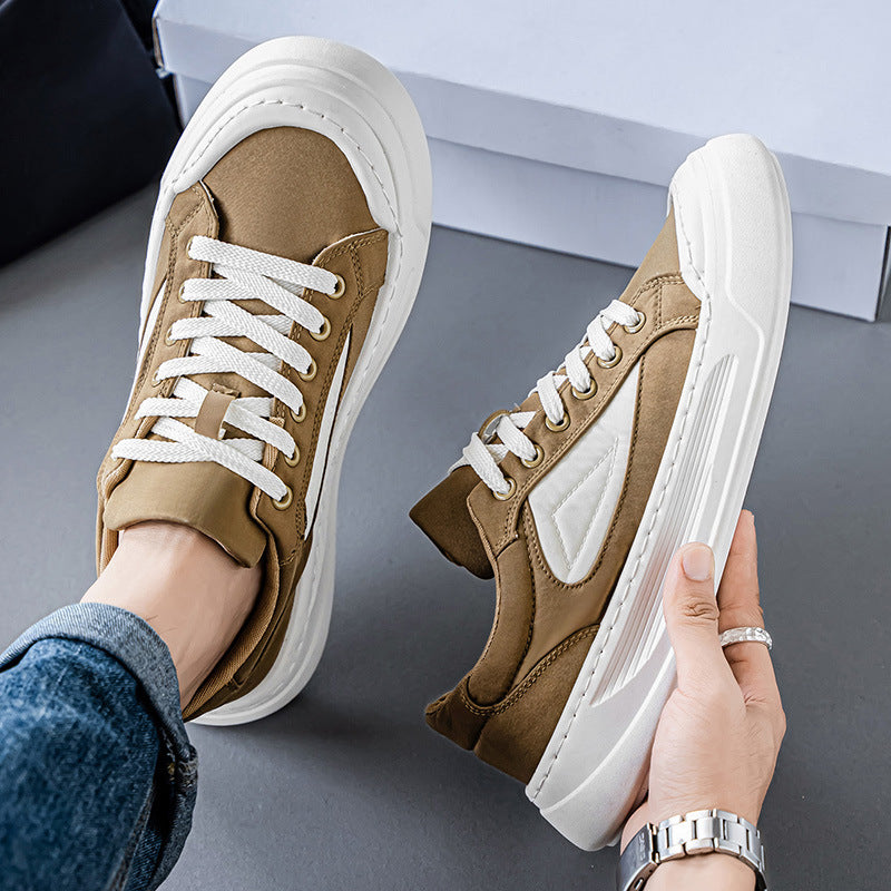 Sapatos de Homem de Lona 2025 Novo Verão Moderno Ténis Versáteis de Sola Grossa Respiráveis Desportivos Casuais Resistentes a Odores