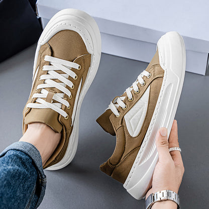 Sapatos de Homem de Lona 2025 Novo Verão Moderno Ténis Versáteis de Sola Grossa Respiráveis Desportivos Casuais Resistentes a Odores