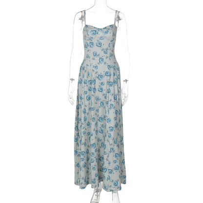 2026 Vestido Princesa Slimless Strapless Sweet Style Verão Europeus e Americanos com Vestido Floral de Alças Finas para Mulheres