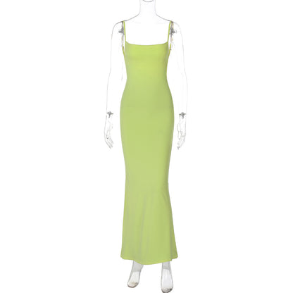 Verão INS 2026 Vestido Feminino Feminino Sexy Sexy Fit-less Spaghetti Strap Strap para mulheres