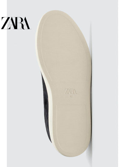 ZARA 2026 Primavera/Verão Novos Sapatos Masculinos, Detalhes em Camurça, Tênis Leves com Cadarço, 2240720 400