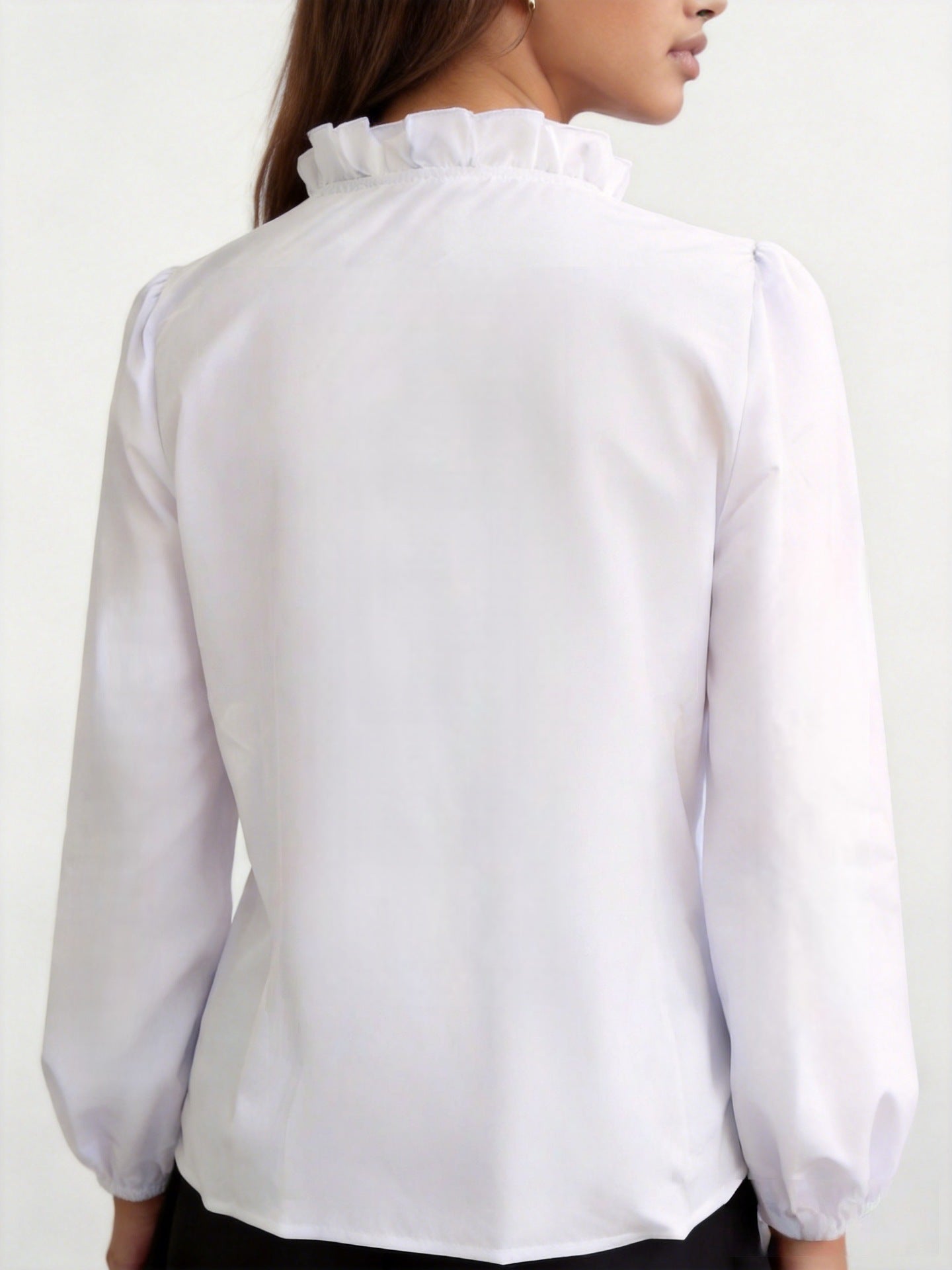 Comércio externo transfronteiriço roupa feminina europeia e americana, primavera, verão, outono, inverno, camisas com folhos, camisas femininas, largas e elegantes, estilosas para deslocações