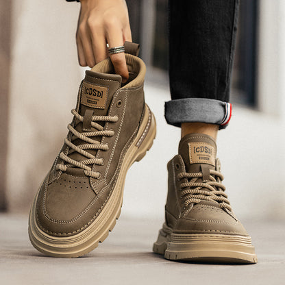 Botas Martin de Homem 2025 Novas Botas de Couro Retro Retro Retro de Outono De Outono Calçado de Trabalho Preto de Cano Alto Sapatos Masculinos
