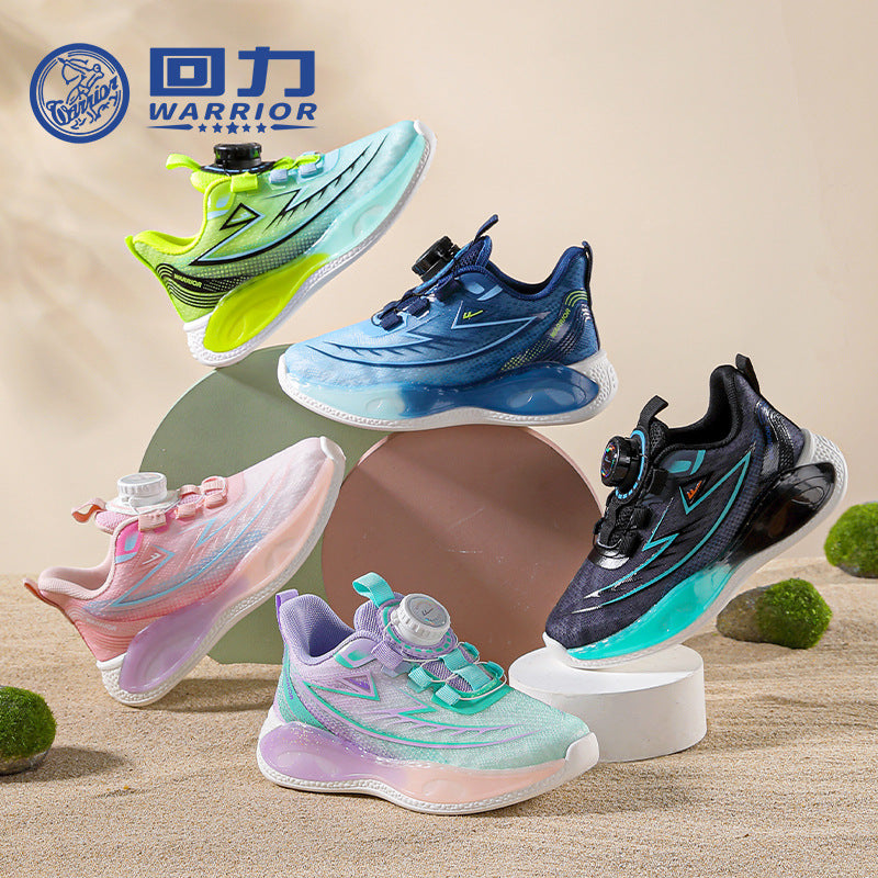 Ténis de cor degradada, sapatos casuais para homens e mulheres, para meia-idade, para crianças, sapatos infantis de malha de malha, sapatos versáteis de botão