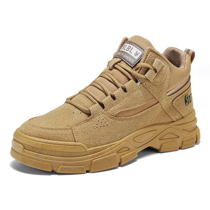 Sapatos masculinos de primavera, novas botas Martin altas e respiráveis, sapatos de trabalho de exterior versáteis e resistentes ao desgaste antiderrapantes, sapatos de proteção ao trabalho para homens