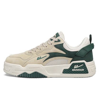 Sapatos americanos populares de estudante estilo Warrior Collegiate, sapatos de sola grossa e respiráveis e confortáveis, sapatos de negócios masculinos de deslocamento com blocos de cor