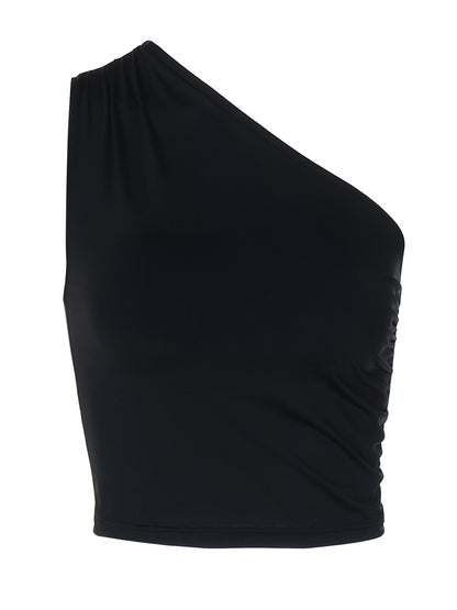 2026 Amazon Summer New Hot Girl Style Camisola Feminina Crossbody Sem Mangas Sexy Design de T-shirt Ajustada para Mulher