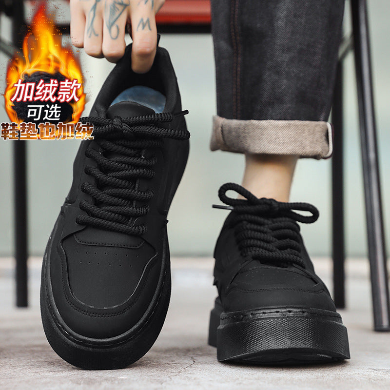 Ténis pretos quentes e forrados a polar de inverno, sapatos desportivos casuais, trabalho de cozinha masculino, sapatos de proteção de trabalho