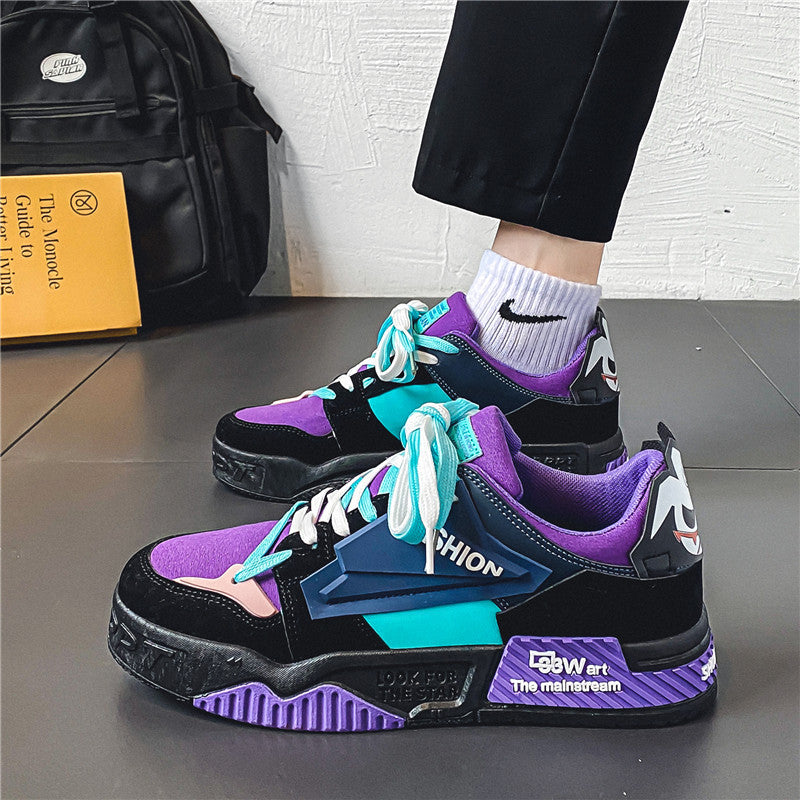 Novos sapatos de madeira respiráveis da primavera de 2024 para homens, sapatos desportivos casuais versáteis e modernos para homens, sapatos de sola grossa para pais na moda