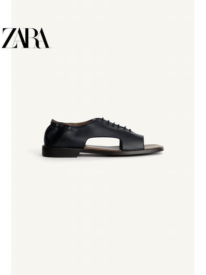 ZARA 2026 Primavera/Verão Novos Sapatos Sociais Masculinos Studio Series em Couro com Bico Redondo 2492720 400