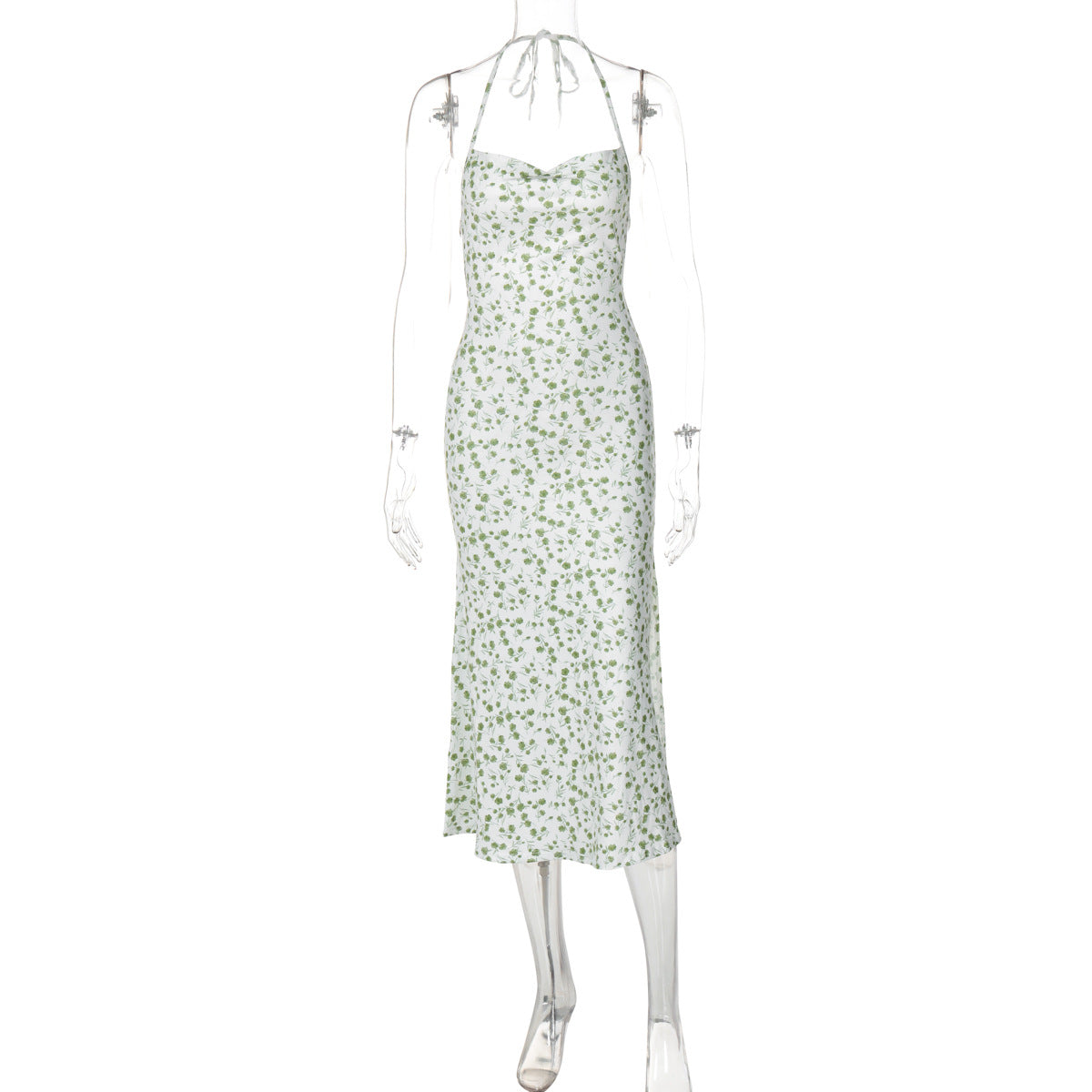 Vestido de comprimento médio, sem abertura de mangas mais vendido na Amazon transfronteiriço novo, doce e floral, sexy e doce e sexy