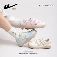 Sapatos de treino Warrior Velcro Virgo para mulheres, sapatos casuais casuais planos e fofos, sapatos preguiçosos estilo bloco de cor feminino
