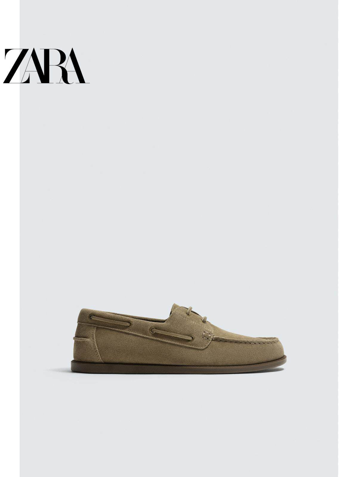 ZARA 2026 Primavera/Verão Sapatos Masculinos Novos com Detalhes em Camurça, Estilo Náutico Casual em Couro 2442720 131