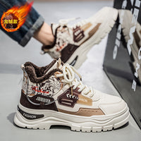 Botas Martin de cano alto para sapatos quentes de algodão forrados a polar de inverno, sapatos de trabalho casuais com sola grossa que aumentam a altura, botas de equitação impermeáveis em pele