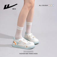 Os novos sapatos femininos coreanos e versáteis da Warrior, sapatos sapatilhos energéticos, fofos, ocos e respiráveis, sapatos casuais de alto valor com blocos de cor
