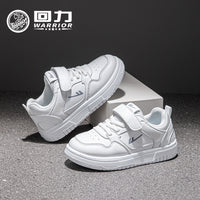 Ténis infantis Warrior de velcro de cor sólida, portáteis, fáceis de vestir e tirar, sapatos brancos desportivos, sapatos de outono simples respiráveis e na moda