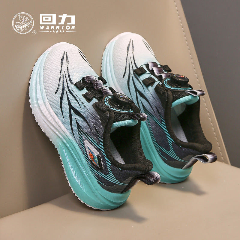 Sapatos infantis Warrior, sapatos de botão fixes, novidades de outono para rapazes e raparigas, sapatos de rede roxa respiráveis, sapatos desportivos casuais versáteis