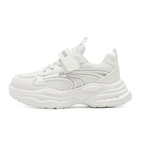 Sapatos infantis de rede Warrior spring novos e respiráveis, cor sólida, sapatos brancos simples e versáteis de sola grossa, ténis modernos para o exterior