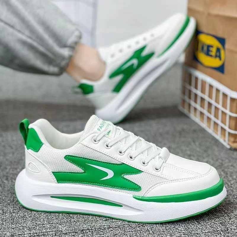 Sapatos masculinos de verão, novos sapatos de malha respiráveis, sapatos brancos versáteis e modernos, ténis desportivos casuais de sola grossa, sapatos modernos