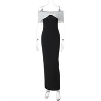 Verão 2026 Novo Vestido Feminino Feminino, com Decote Descoberto e Abertura, Blocos de Cor e Blocos de Cor para Emagrecer na Amazqueta, Verão 2026 Verão 2026
