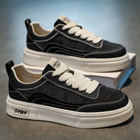 Sapatos de lona para homem, novos sapatos pretos de tecido preto respiráveis para o outono, sapatos de praia populares, sapatos desportivos casuais antiderrapantes para aumento de altura e na moda