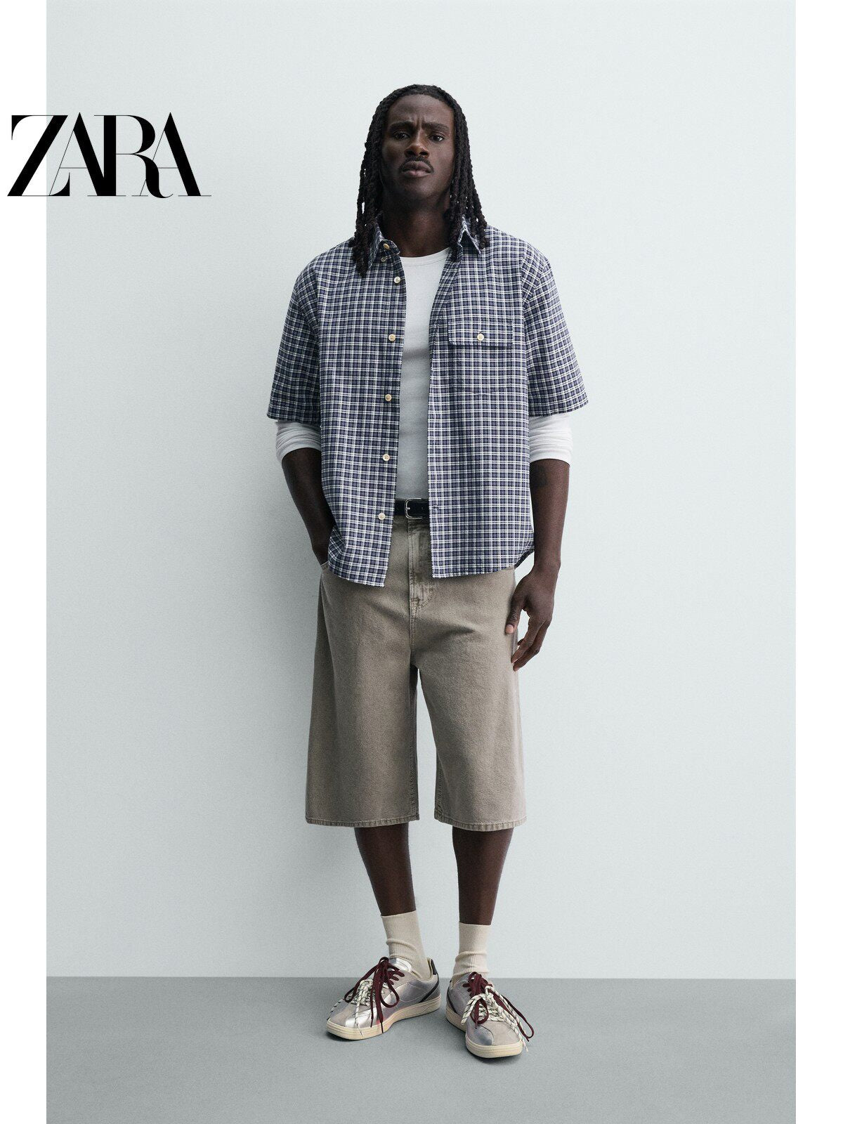 ZARA 2026 Verão Novo Sapatos Masculinos Retro com Detalhes Metálicos, Cadarço Duplo e Leves 2202820 808