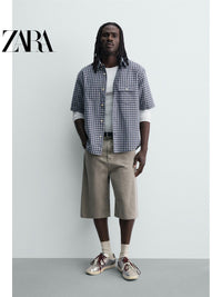 ZARA 2026 Verão Novo Sapatos Masculinos Retro com Detalhes Metálicos, Cadarço Duplo e Leves 2202820 808