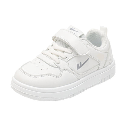 Ténis infantis Warrior de velcro de cor sólida, portáteis, fáceis de vestir e tirar, sapatos brancos desportivos, sapatos de outono simples respiráveis e na moda
