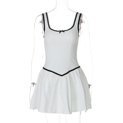 Vestido de camisola princesa curta e curta com decote em U e com forro de retalhos transfronteiriços da Amazon Cross-fronteiriço