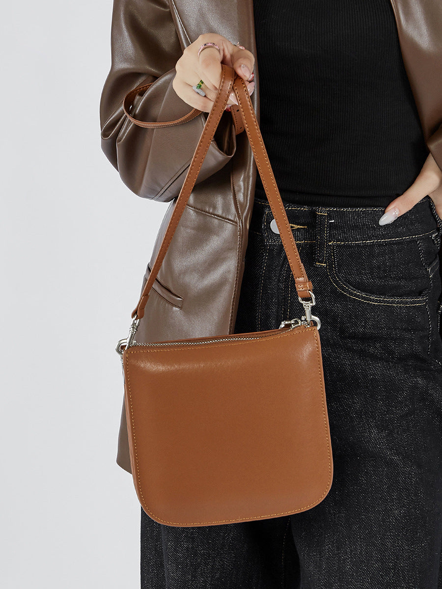 Primavera/Verão novas malas de pele genuína para mulher, malas cruzadas de ombro único, malas de telemóvel, bolsas tipo balde feminino, malas pequenas de ombro único, malas para as axilas