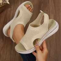 Novas sandálias de plataforma de malha para a primavera/verão, sandálias romanas horizontais para mulheres na moda, transfronteiriças e na moda