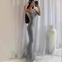 Novo vestido feminino feminino 2026 Kardashian de verão 2026 desfila um vestido slim slim sem mangas e sem mangas