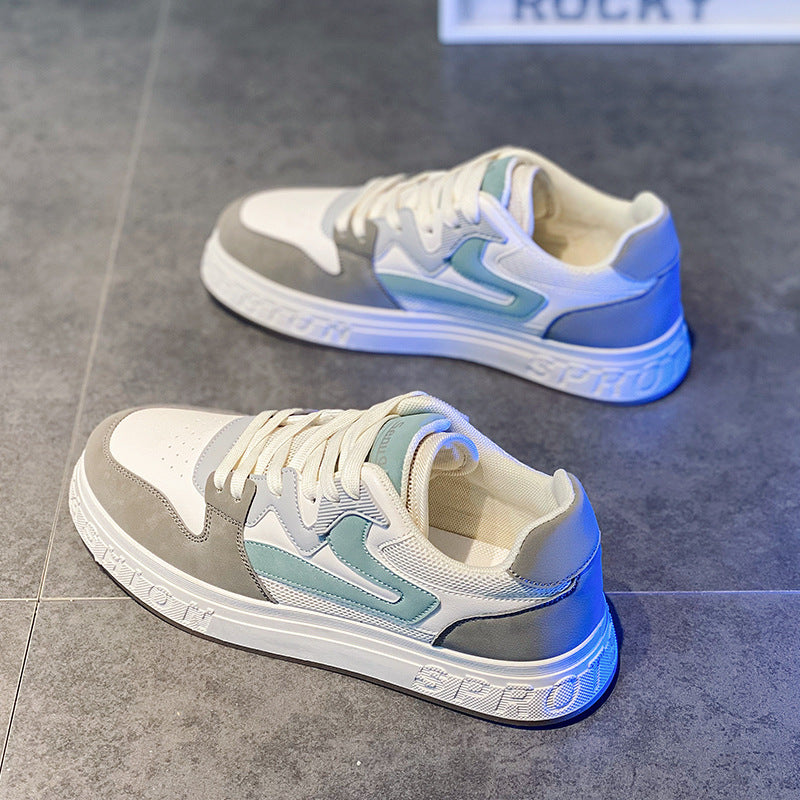 Sapatos de verão masculinos, ténis masculinos de malha respiráveis, sapatos desportivos casuais versáteis em pele preta e branca, sapatos brancos para homens