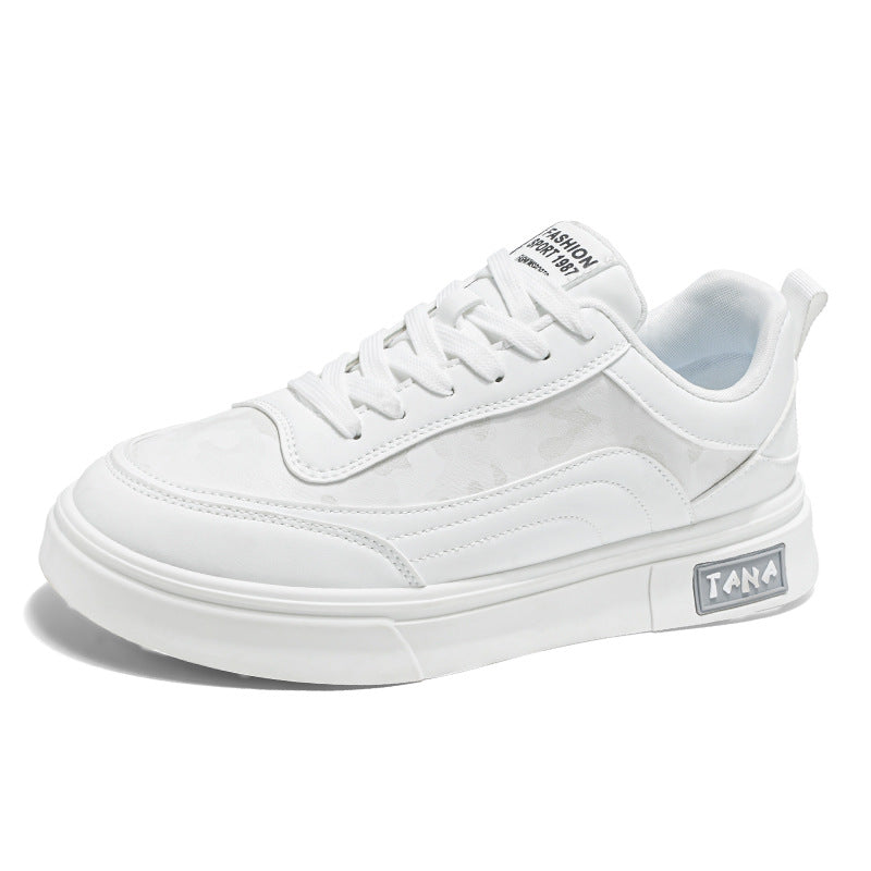 Sapatos casuais casuais de outono na moda masculinos em estilo coreano em pele quente, sapatos desportivos desportivos versáteis que aumentam a altura, pequenos sapatos brancos da moda para adolescentes