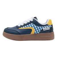 Warrior Dopamine Ténis de sola grossa para mulheres, Autumn New Soft Girl Versatile Niche Casual Shoes, Sapatos de Estudante com padrão de xadrez