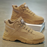 Sapatos masculinos de primavera, novas botas Martin altas e respiráveis, sapatos de trabalho de exterior versáteis e resistentes ao desgaste antiderrapantes, sapatos de proteção ao trabalho para homens