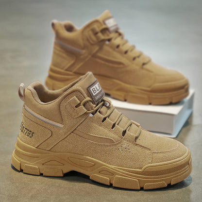 Sapatos masculinos de primavera, novas botas Martin altas e respiráveis, sapatos de trabalho de exterior versáteis e resistentes ao desgaste antiderrapantes, sapatos de proteção ao trabalho para homens