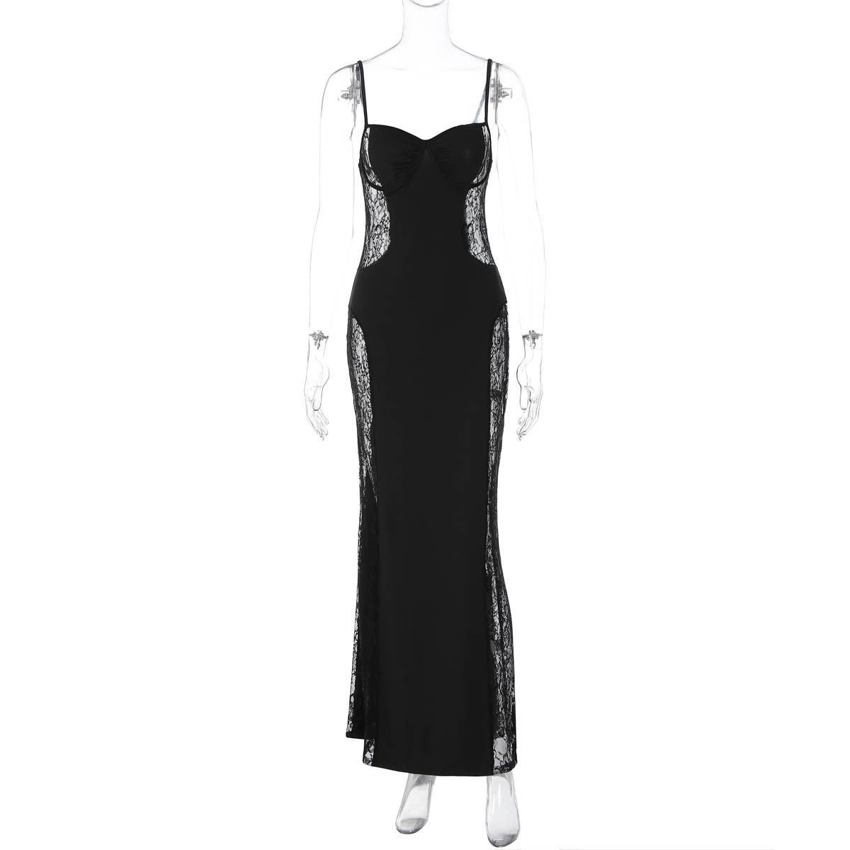 Novo vestido slip de renda francesa de retalhos oco, que aperta a cintura, sexy e justo à anca para vendas transfronteiriças na Europa e América