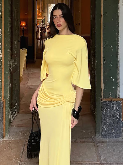 Estilo Europeu e Americano 2026 Verão Novo Design Francês Vestido Decorativo de Fita Longa com Costas Na Moda para Mulheres