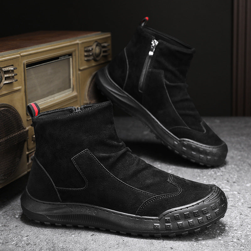 Novas botas Martin de outono com fecho lateral 2024 para homem, sapatos vintage britânicos Chelsea high-top masculino