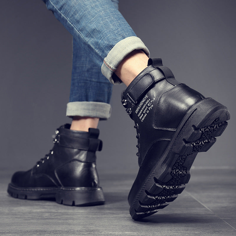 Botas Martin para Homens, Novos Sapatos de Outono 2024, Botas Modernas Forradas a Fleece ao estilo Coreano, Sapatos Casuais Casuais Versáteis de Capa Alta em Pele