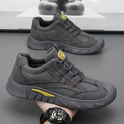 Sapatos de proteção ao parto, sapatos de homem, novos sapatos respiráveis de mola respiráveis para trabalho de trabalho, sapatos desportivos antiderrapantes e resistentes ao desgaste, sapatos de trabalho casuais, sapatos de caminhada